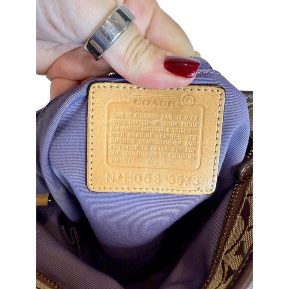 COACH Patchwork Signature Shoulder Bag Brown Multi - Picture 2 of 10